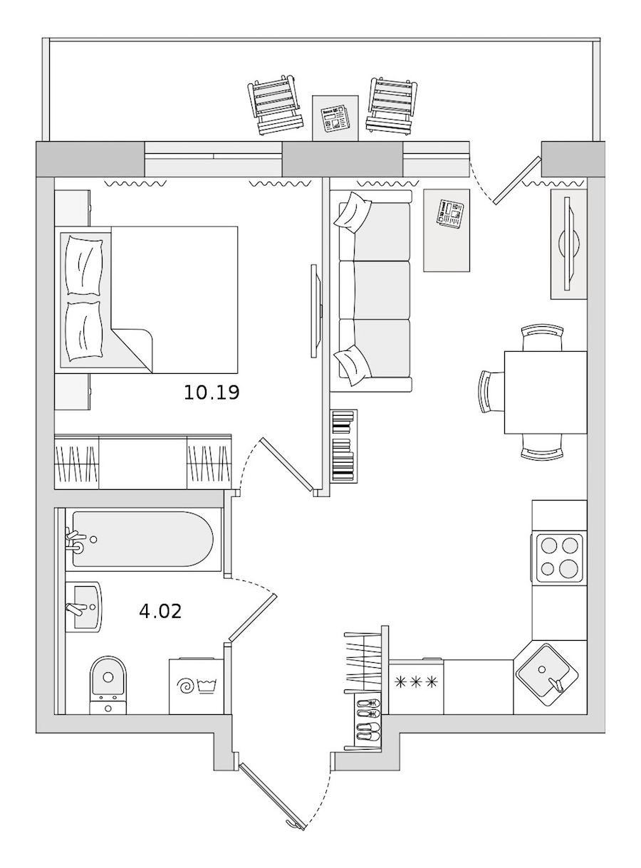 1-комнатная квартира 33.63 м², 12/12 эт., ЖК «Новые горизонты 2»